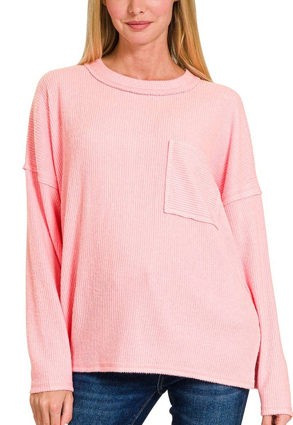 Ribbed Brushed Melange Hacci Sweater