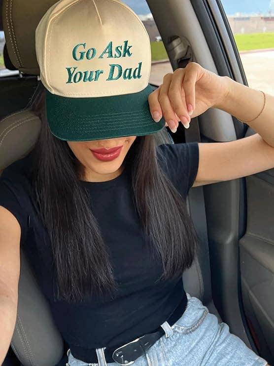 Two Tone Cap - Go Ask Your Dad - Beige/Green
