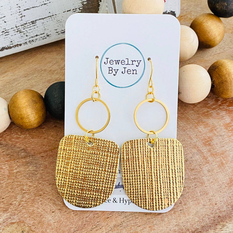 Boho Dangle Earrings: Gold Saffiano