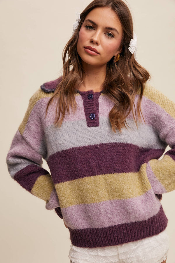 Hillary Striped Polo Sweater