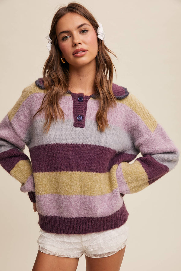 Hillary Striped Polo Sweater