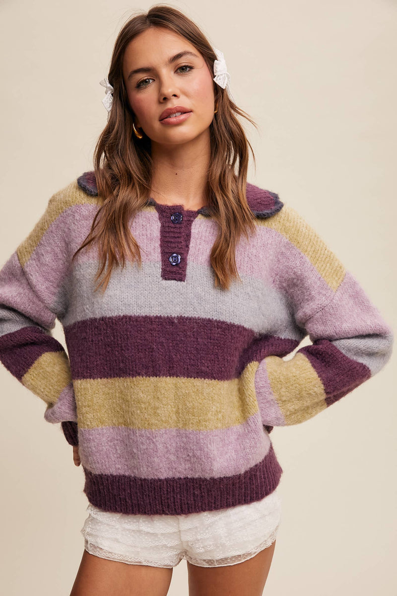 Hillary Striped Polo Sweater