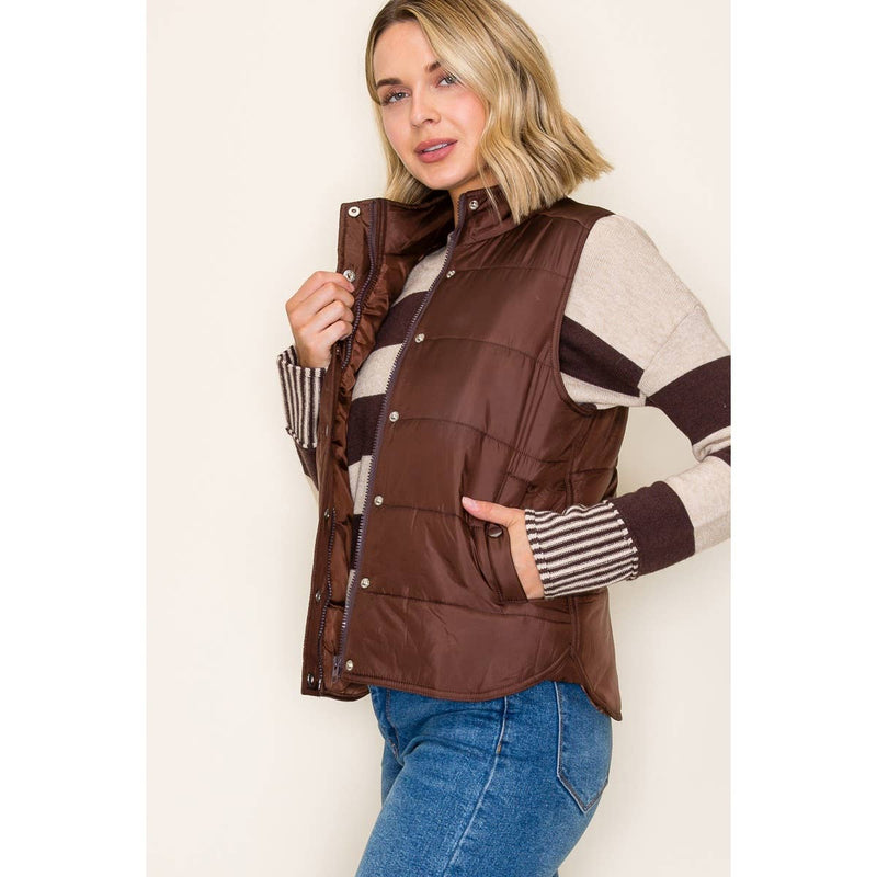 Solid Brown Puffer Vest