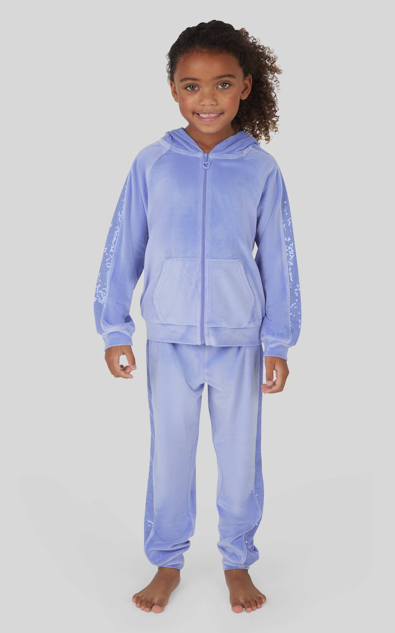 Little Girls Velour Shimmer Hoodie and Jogger Set