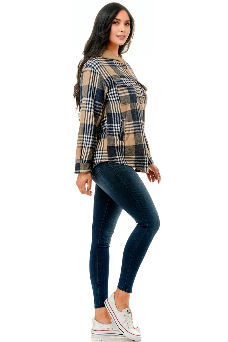 Monica Shacket with Hoodie & Pockets- Multiple