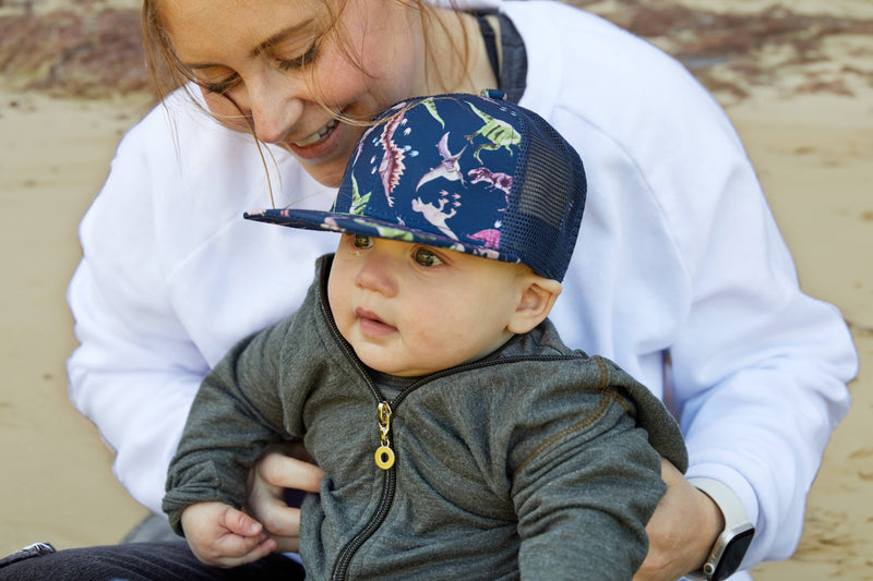 Flat Brim Trucker Hat - Dinosaur Print: Medium/Large (2-9 Years)