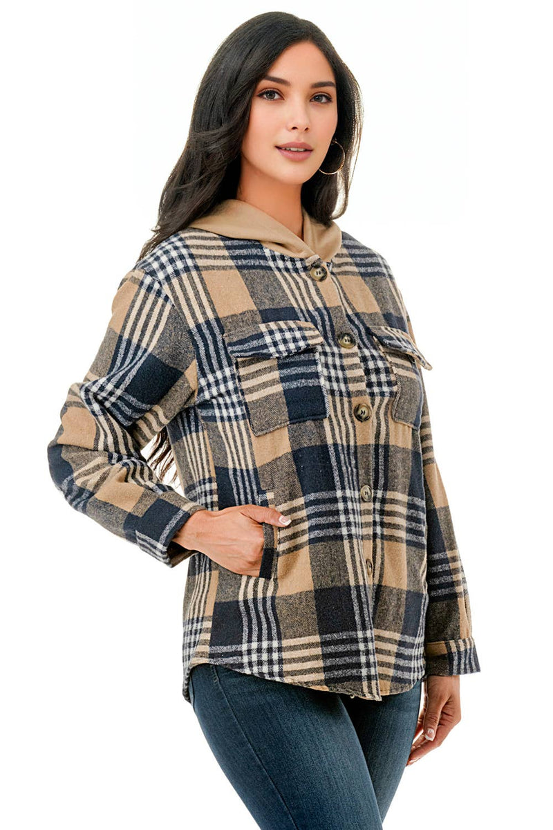 Monica Shacket with Hoodie & Pockets- Multiple