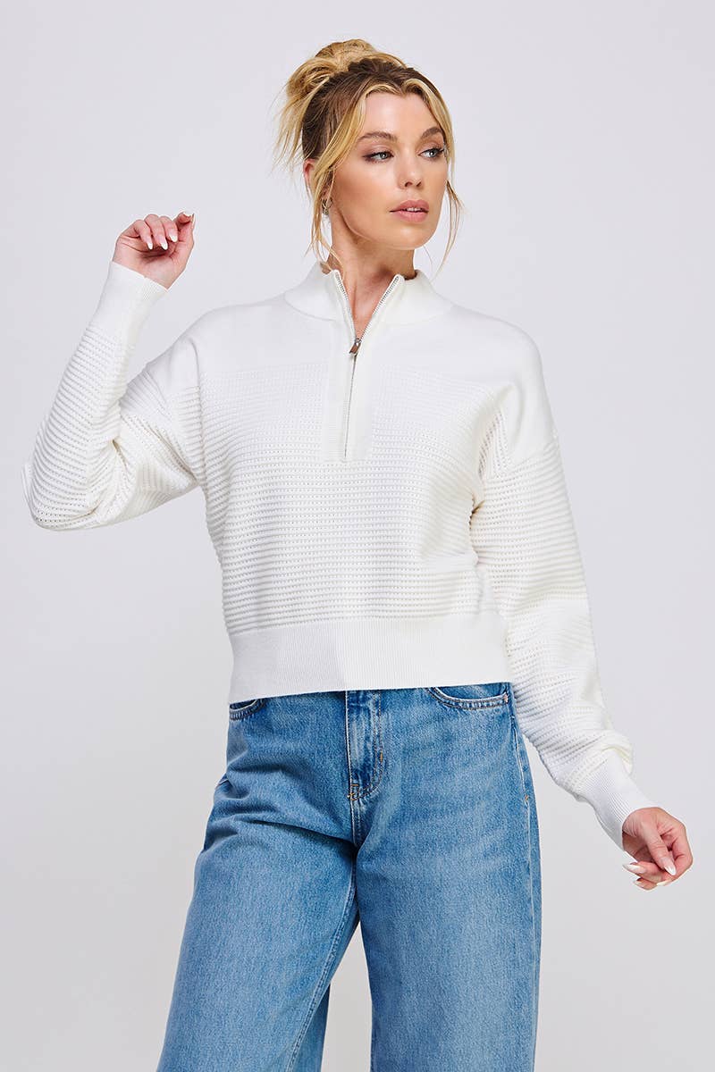 Dolman Half Zip Twin Texture Rib
