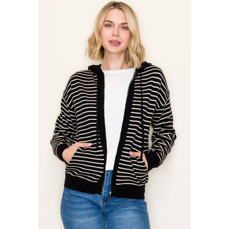 Striped Zip Up Cardigan