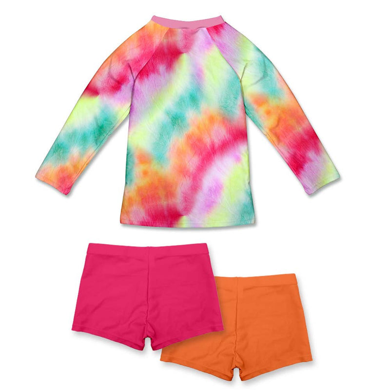 Girls Swim Fuchsia Tie-Dye Long-Sleeve Rashguard Set