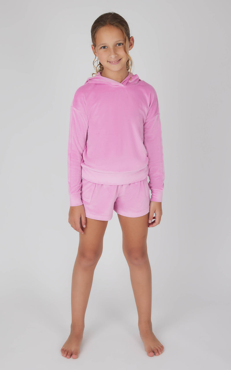 Girls Velour Hoodie and Cargo Shorts
