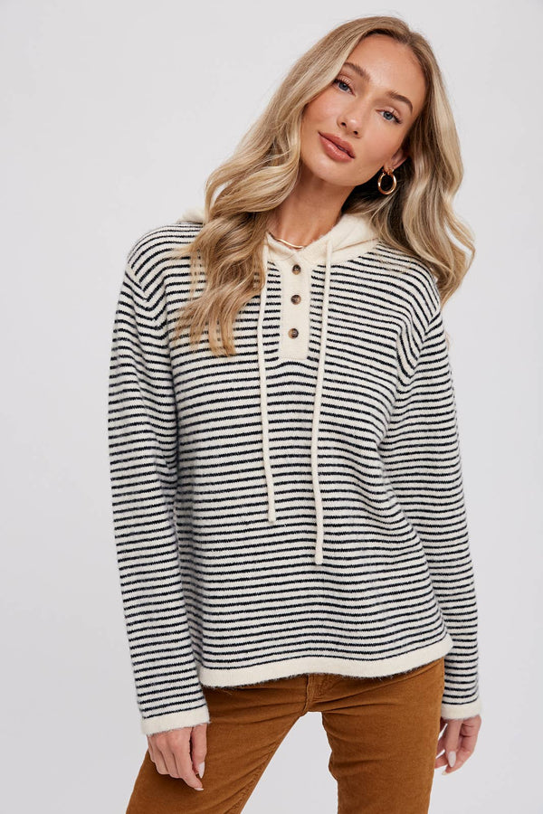 Holly Striped Sweater w/ Hood