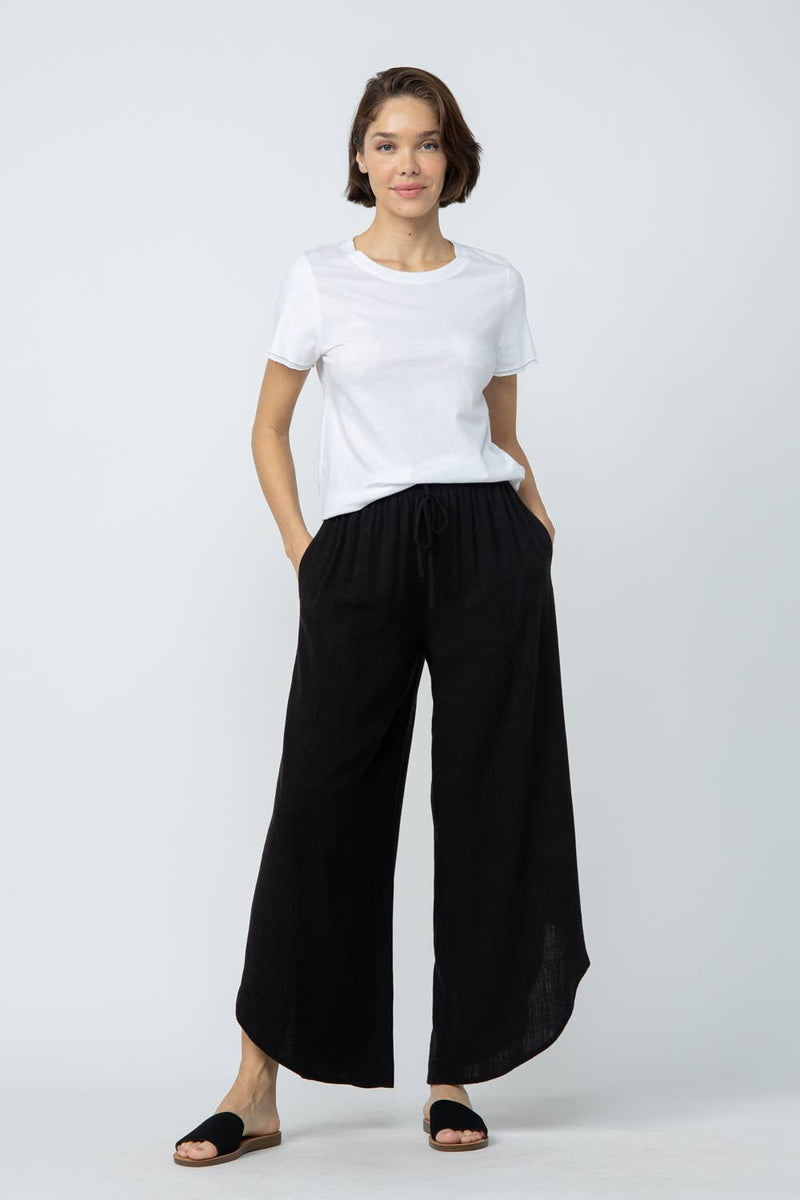 CURVED LINEN PANTS