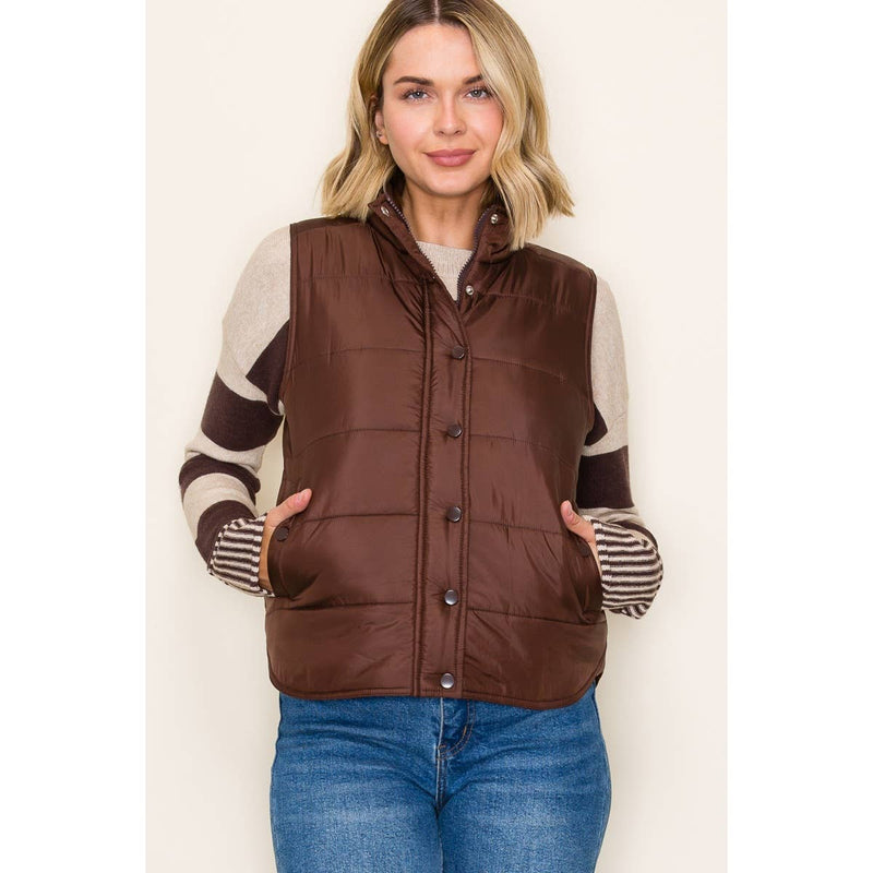 Solid Brown Puffer Vest