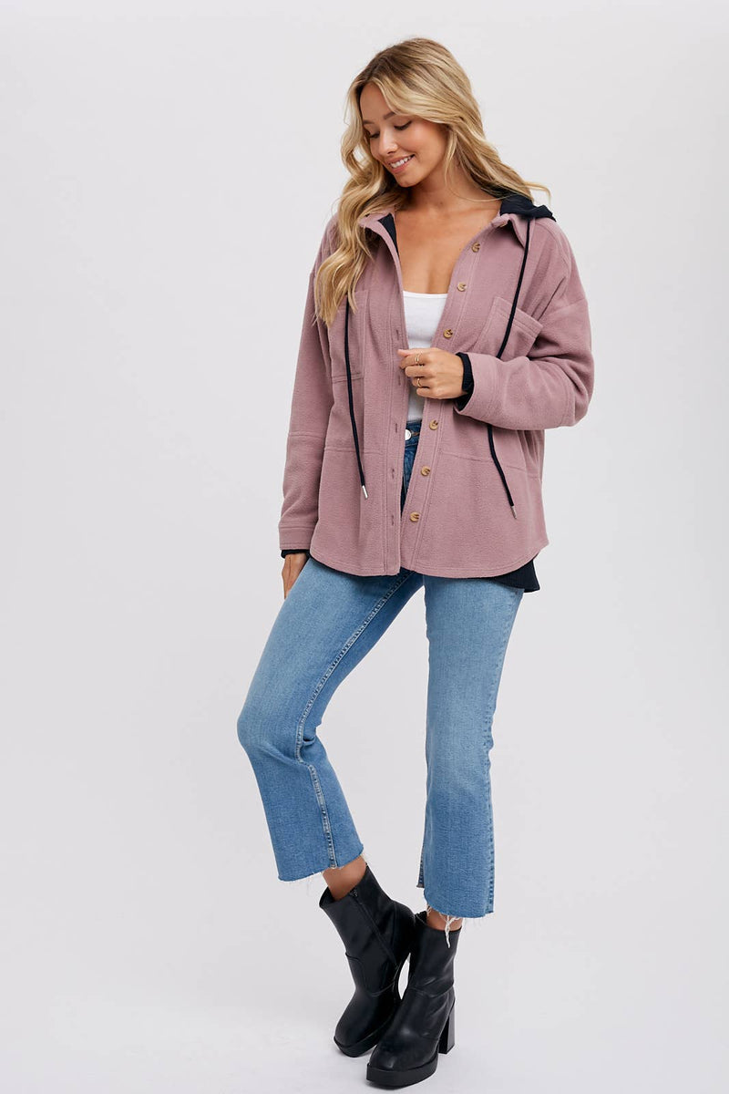 Monice Fleece Shacket with Hood