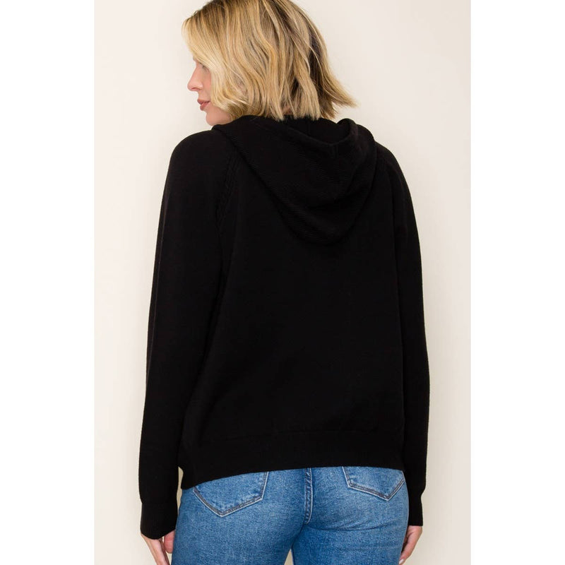 ZIP UP WAFFLE TEXTURED HOODIE JACKET