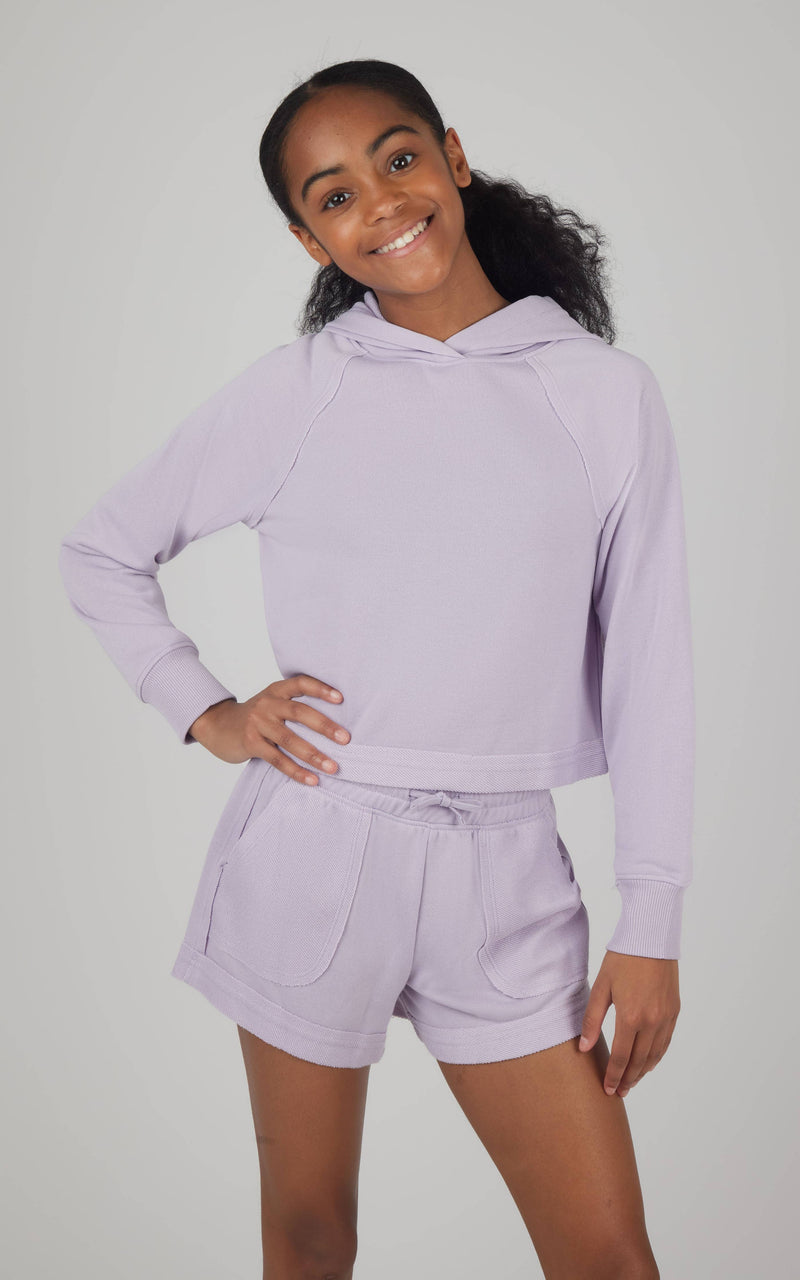 Girls Loop Terry Hoodie and Short w Pocket - Set: LILAS