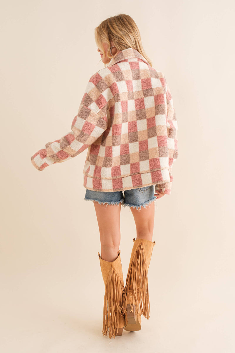 Checkered Teddy Oversized Jacket