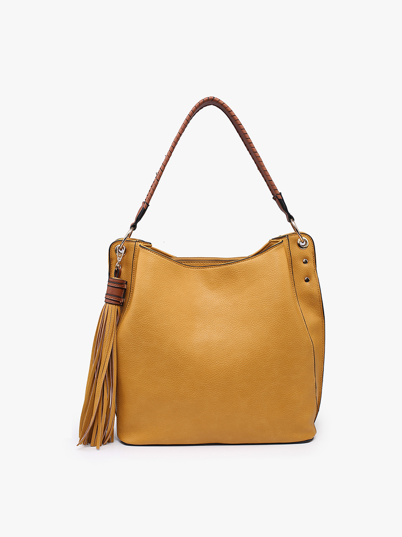 Amber Three Compartment Tassel Hobo Bag
