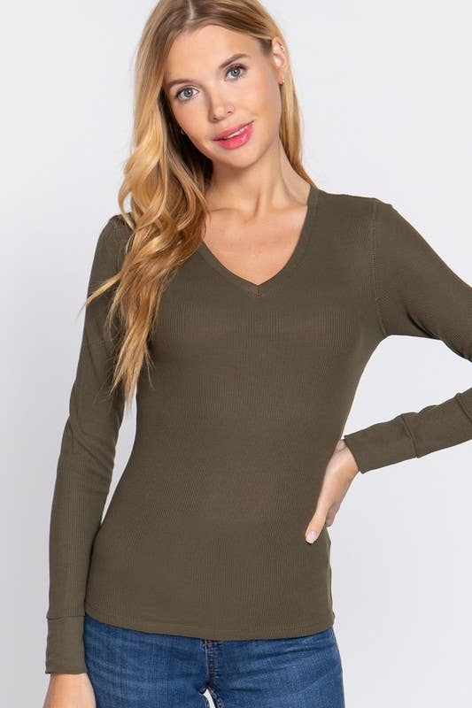 Laura Long Sleeve V-Neck Thermal