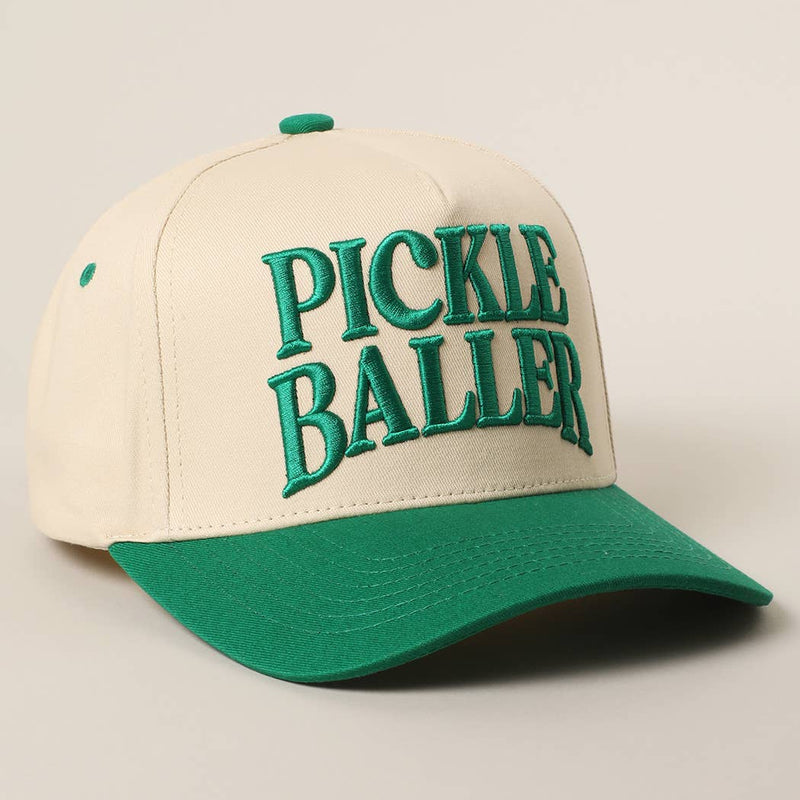 PICKLE BALLER 3D Letter Embroidery Two-Tone Trucker Hat