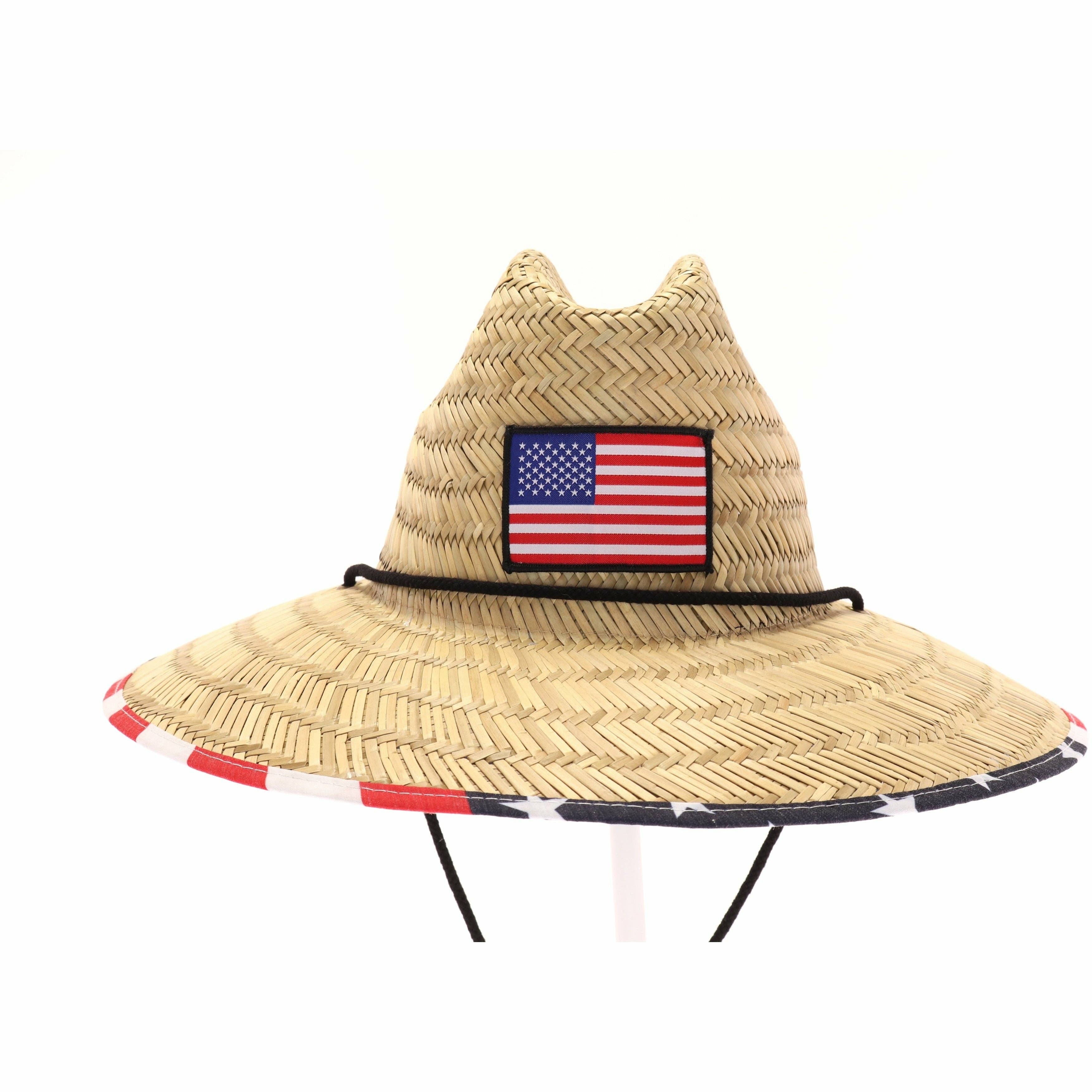 American Flag Straw Hat American Flag Patch Squirrelly Mama