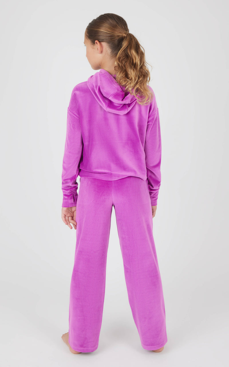 Girls Rib Velour Hoodie and Straight Pant - Set