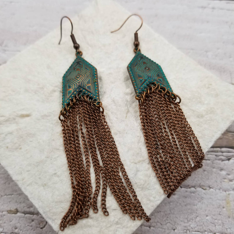 Bronze Colored Medieval Palace Tassel Earrings
