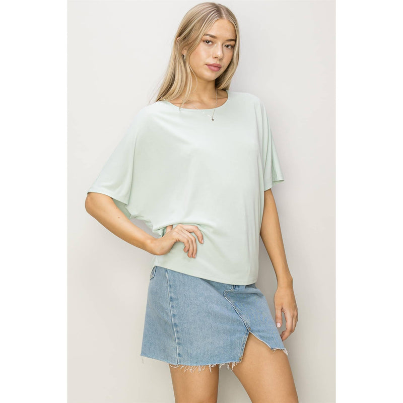 Elbow Length Dolman Sleeve Top