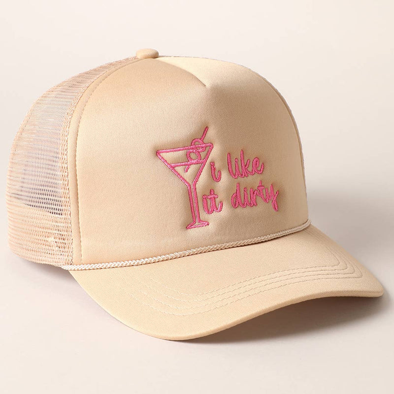 Cocktail Texts Embroidery Mesh Back Trucker Hat
