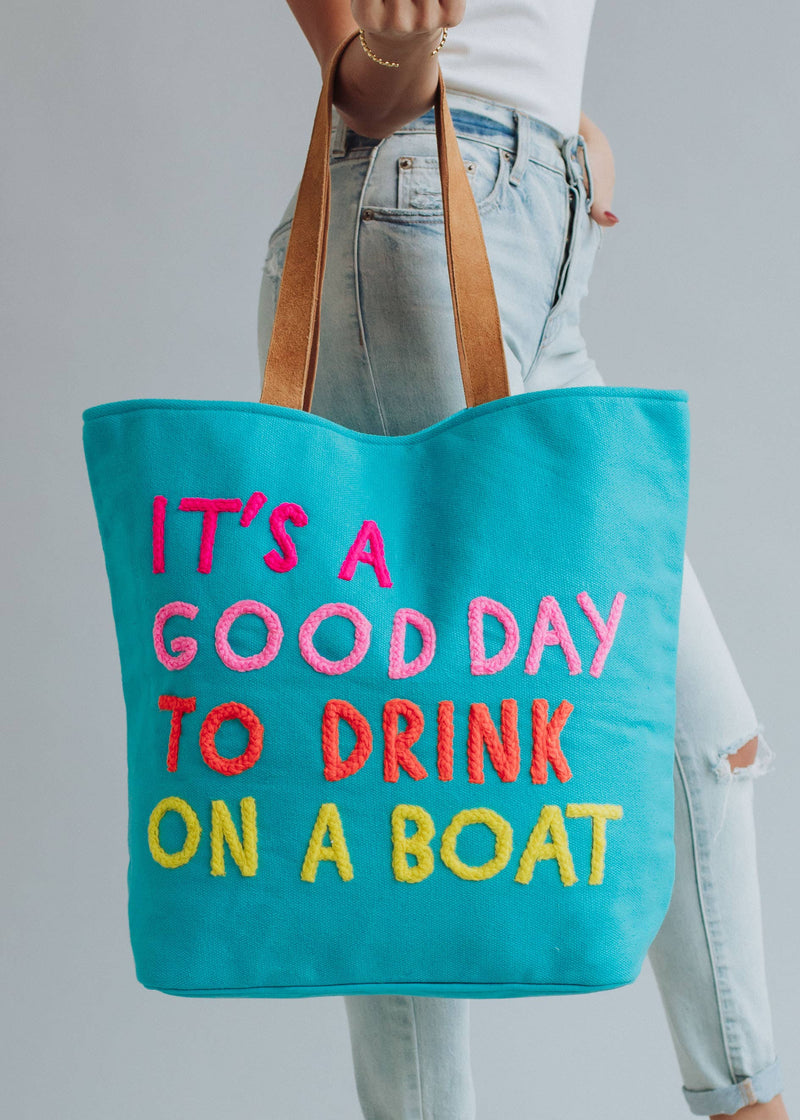 Giant Drink On A Boat Tote- Multiple Colors