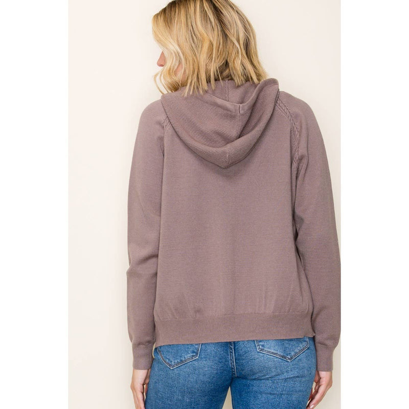 ZIP UP WAFFLE TEXTURED HOODIE JACKET