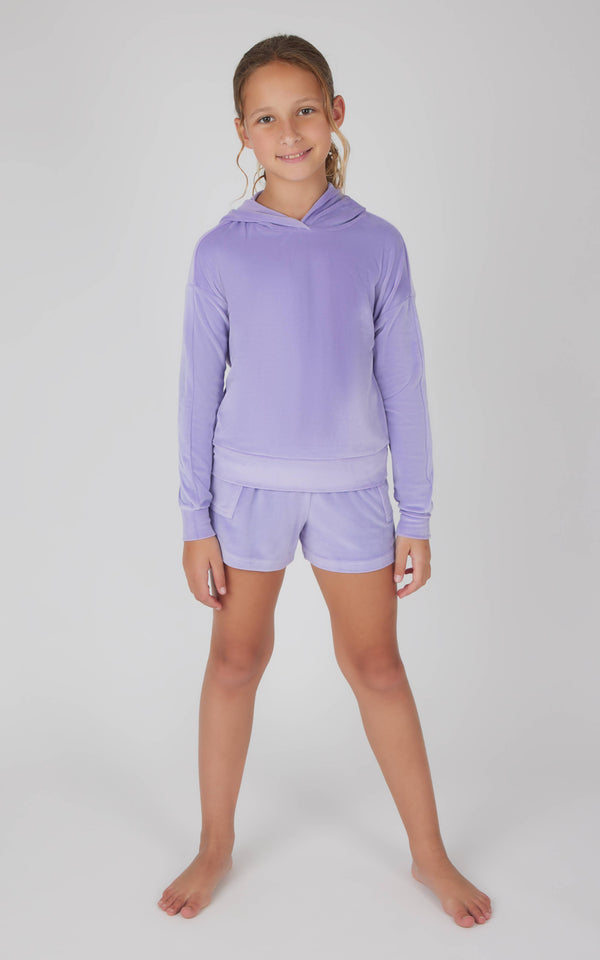 Girls Velour Hoodie and Cargo Shorts
