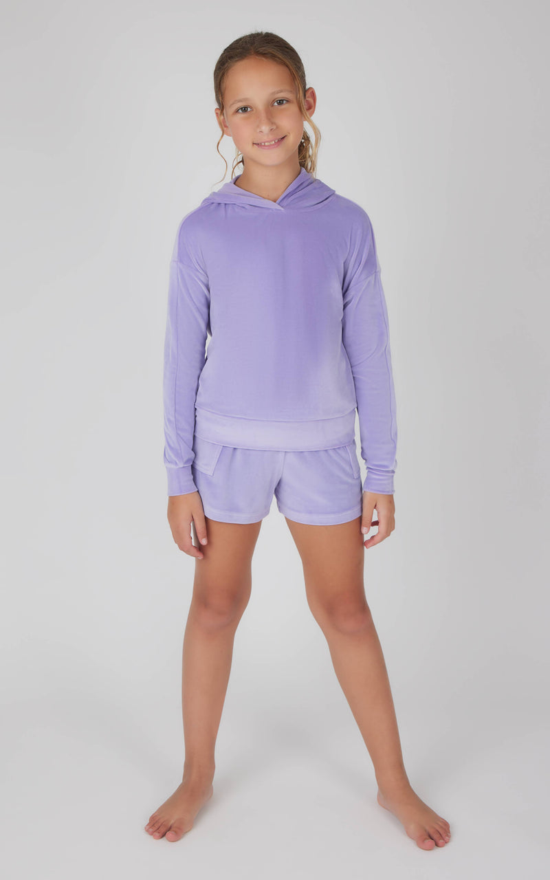Girls Velour Hoodie and Cargo Shorts