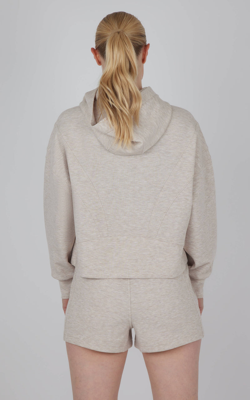 Women's Scuba Hoodie with Seam Details and Shorts - Set