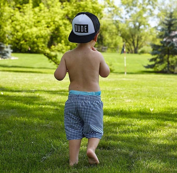 Flat Brim Trucker Hat - Dude - Black/White