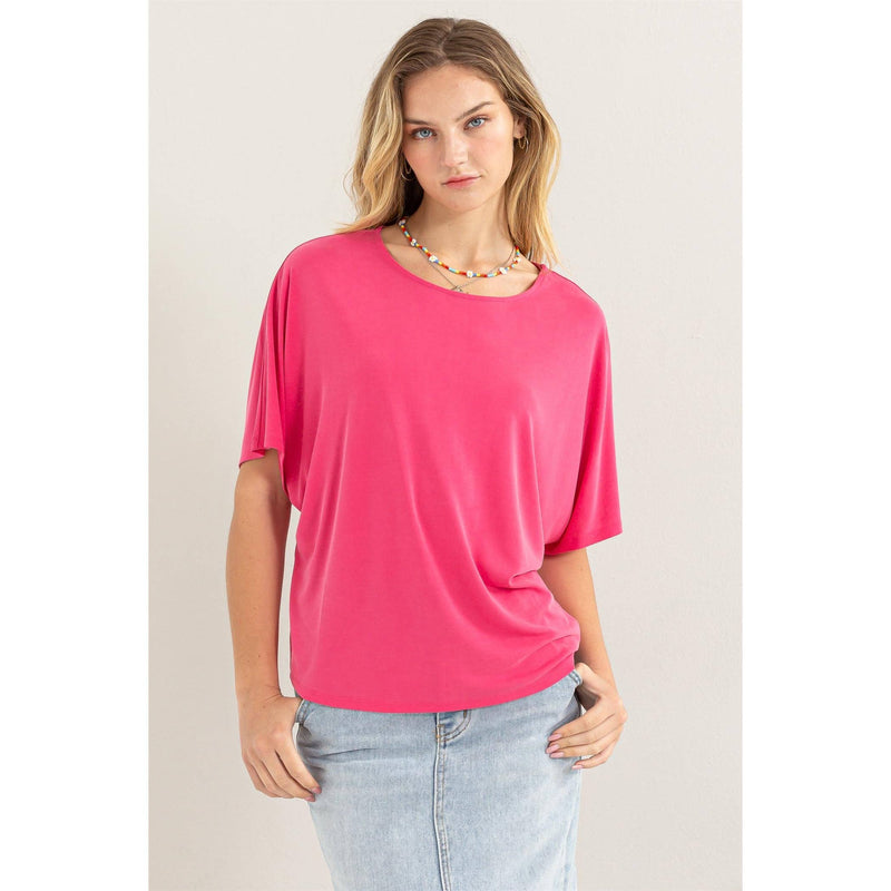 Elbow Length Dolman Sleeve Top