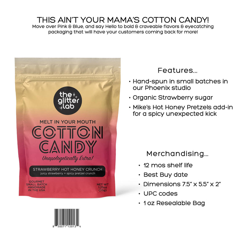 Strawberry Hot Honey Crunch Gourmet Cotton Candy - Spicy!