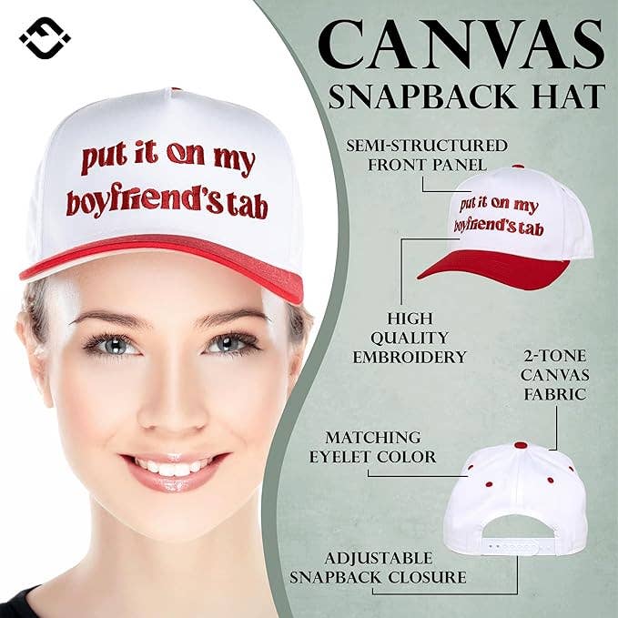Put It On My Boyfriends Tab Hat - White/Red
