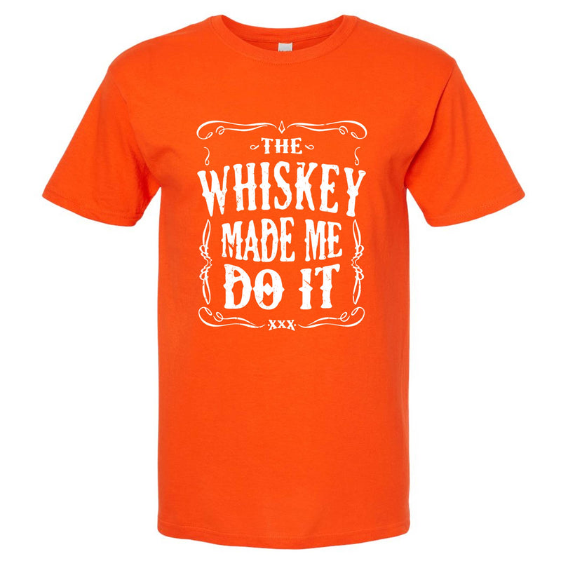 The Whiskey Made Me Do It Men's T-Shirt | Funny Shirt: Dark Heather / Multiple Sizes