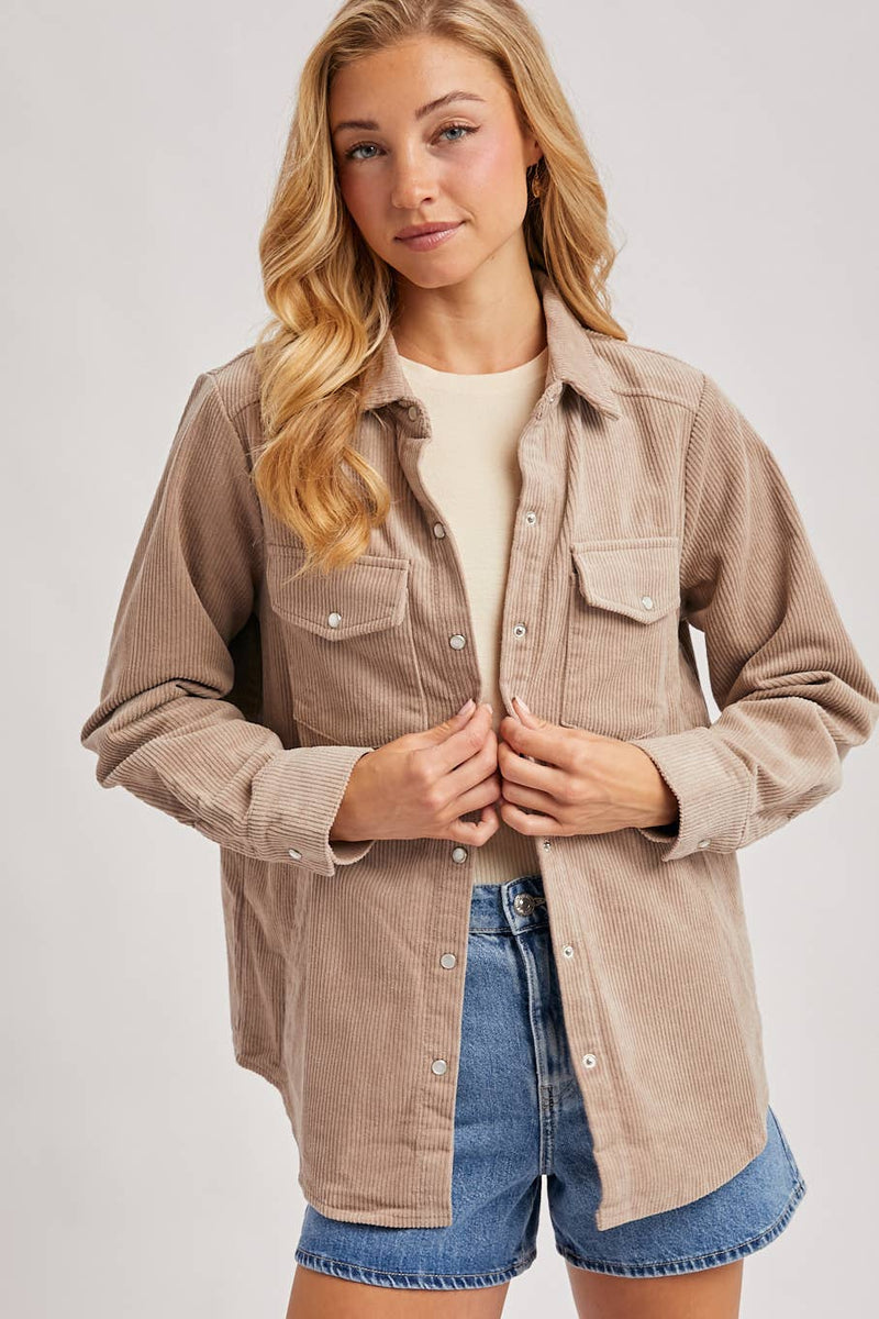 Miranda Corduroy Shacket- Peacock