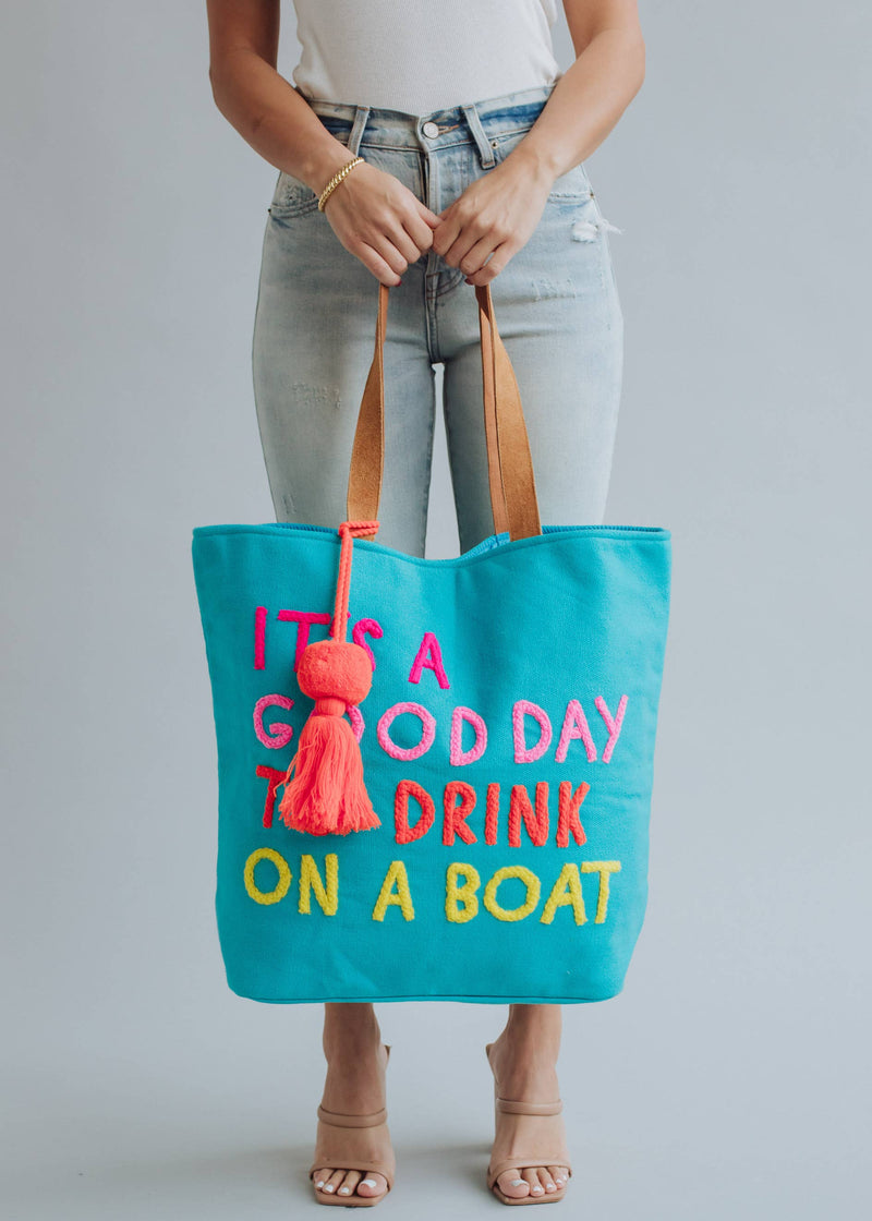 Giant Drink On A Boat Tote- Multiple Colors