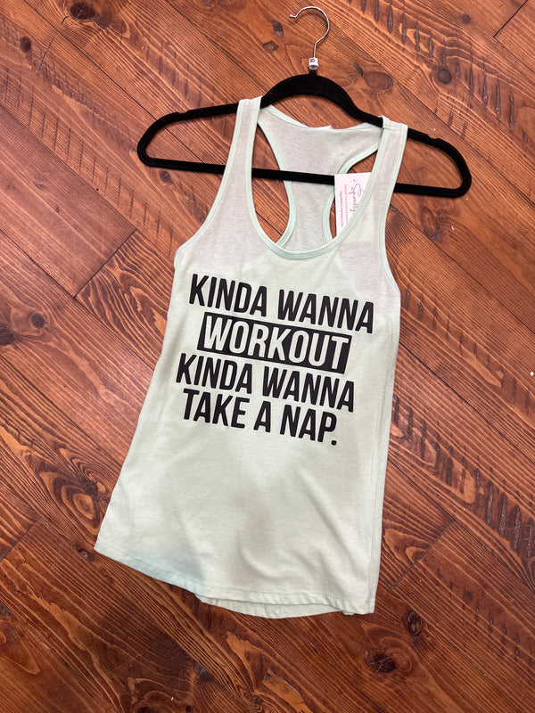 Kinda Wanna Workout Tank - MInt
