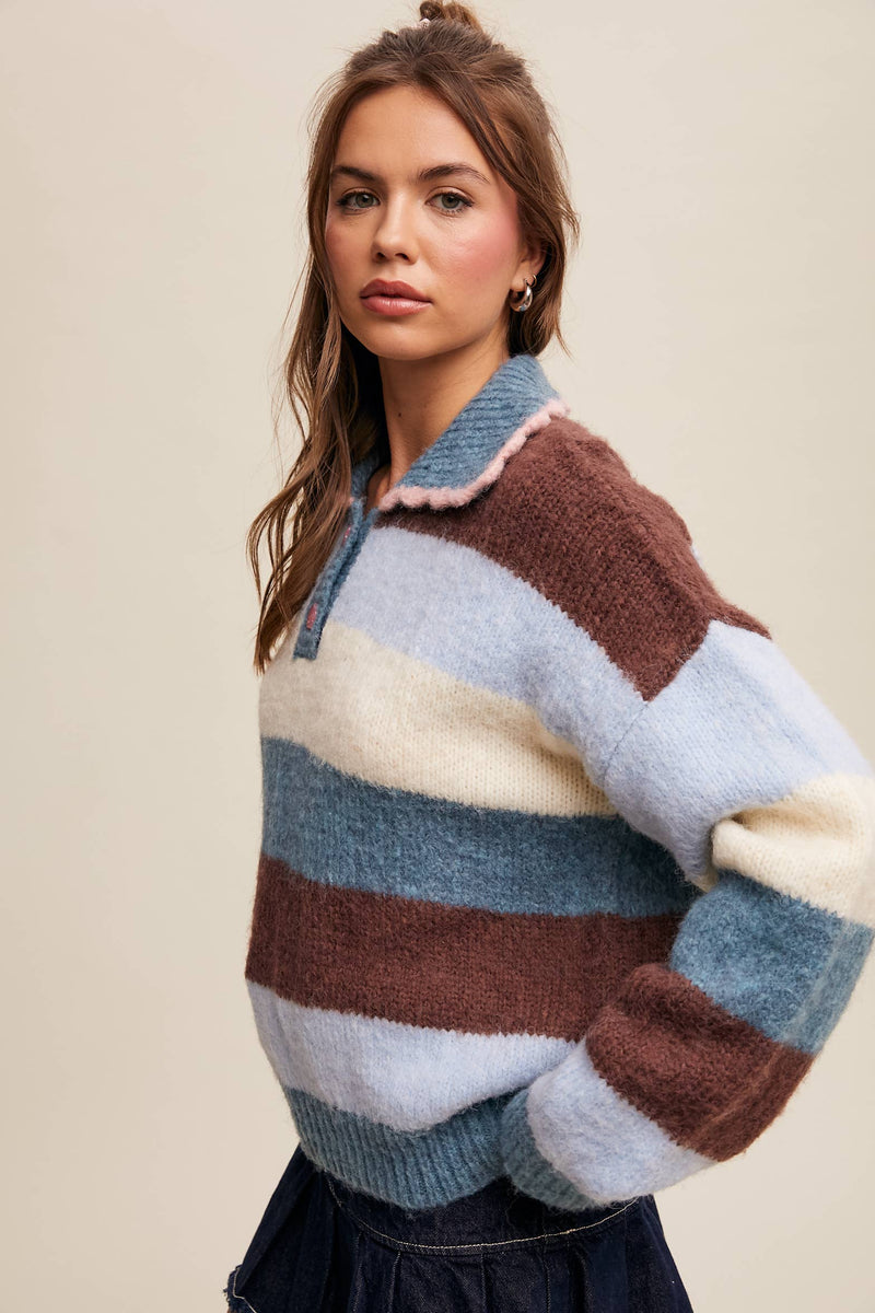 Hillary Striped Polo Sweater