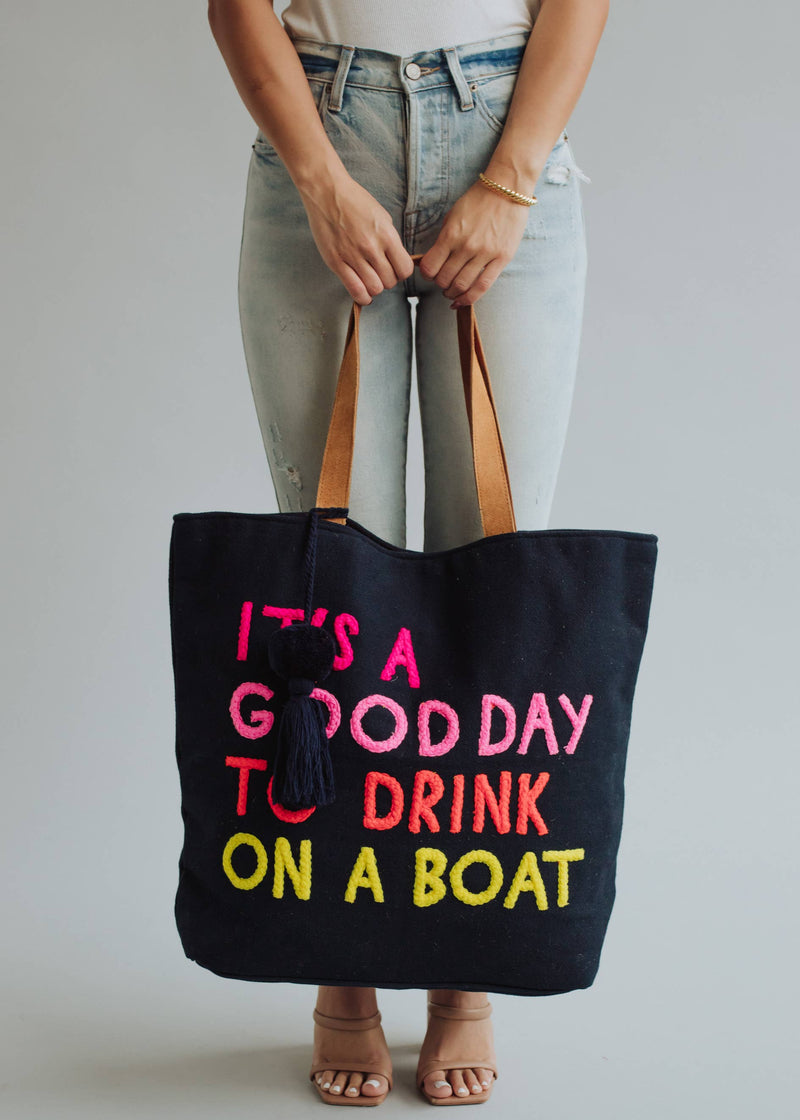 Giant Drink On A Boat Tote- Multiple Colors