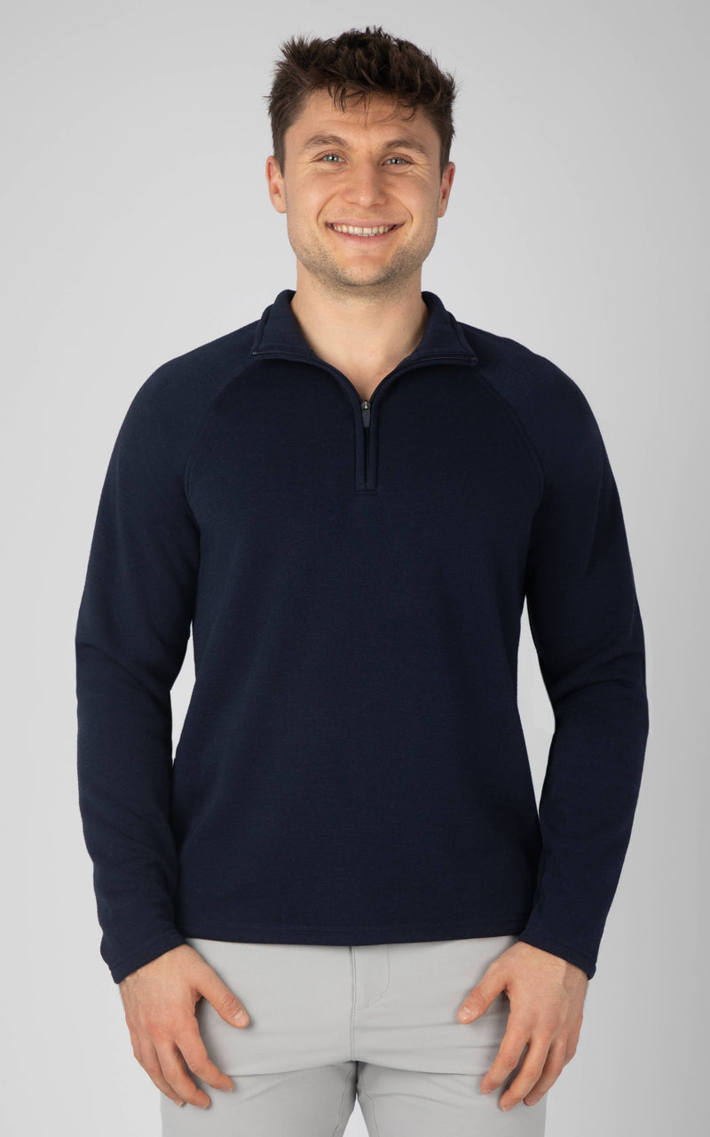 Men's Quarter Zip Sweatshirt with Raglan Sleeves: Multiple Colors