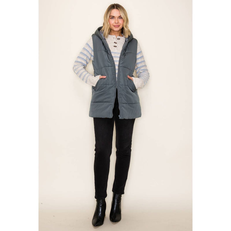 Hooded Duster Puffer Vest