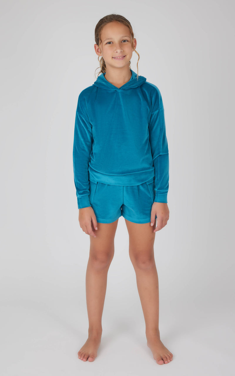 Girls Velour Hoodie and Cargo Shorts