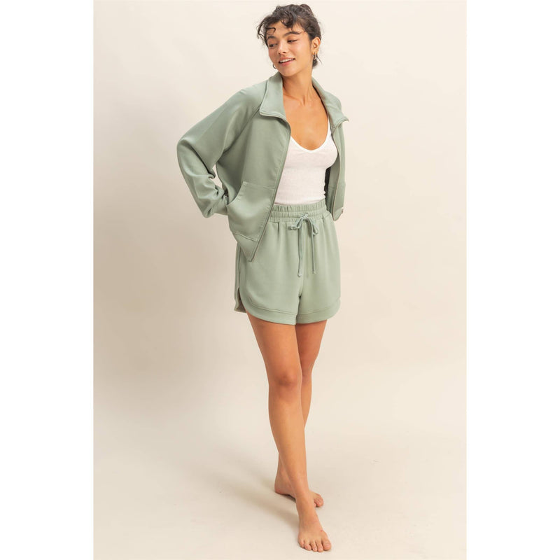 Scuba Elasticized Waist Casual Loose Sweat Shorts