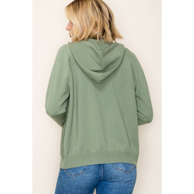 ZIP UP WAFFLE TEXTURED HOODIE JACKET